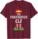 Firefighter Elf Family Matching Group Christmas Fireman T-Shirt - T-Shirt | Maroon