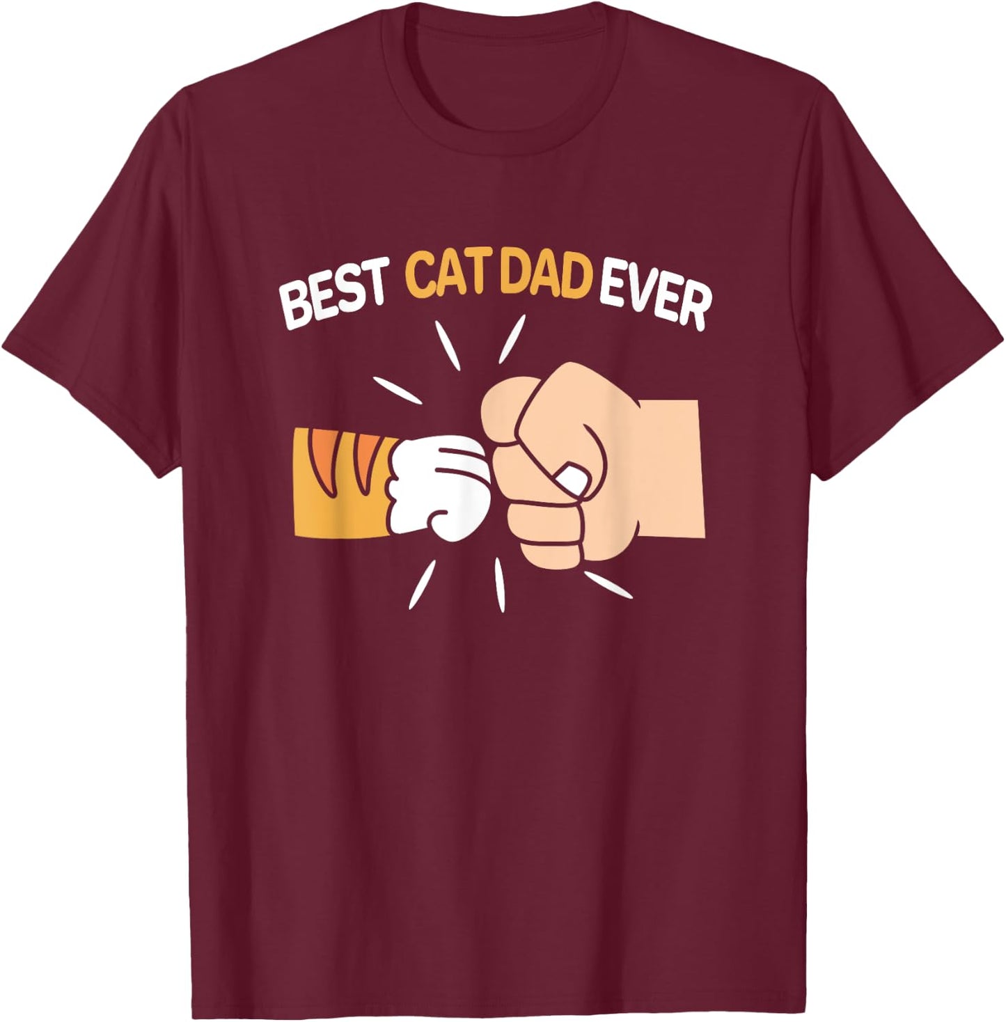 Best Cat Dad Ever Father Day Orange Tabby Dad Women Kids T-Shirt - T-Shirt | Maroon