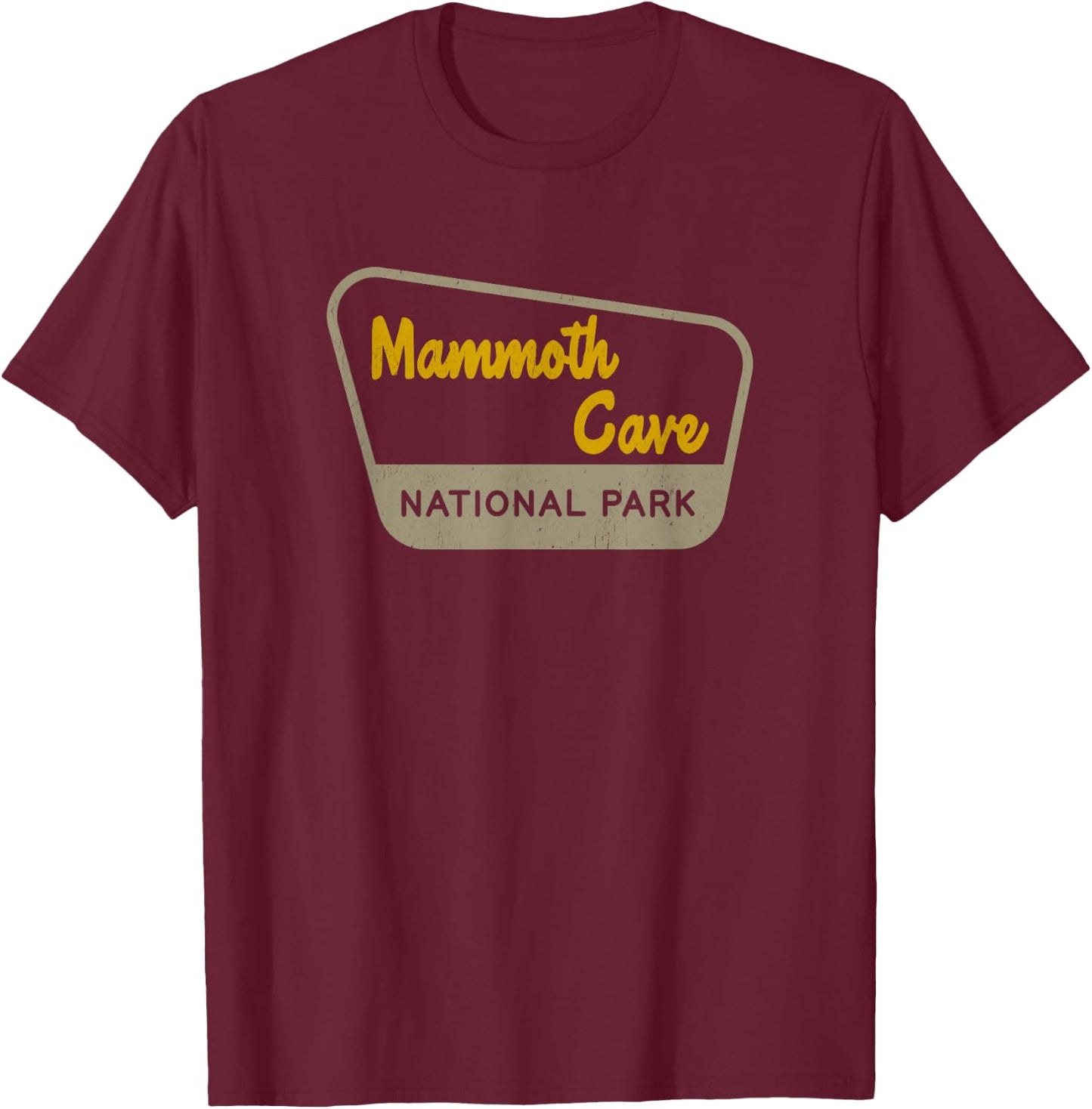 Mammoth Cave National Park Retro Two-Tone Sign T-Shirt - T-Shirt | Maroon