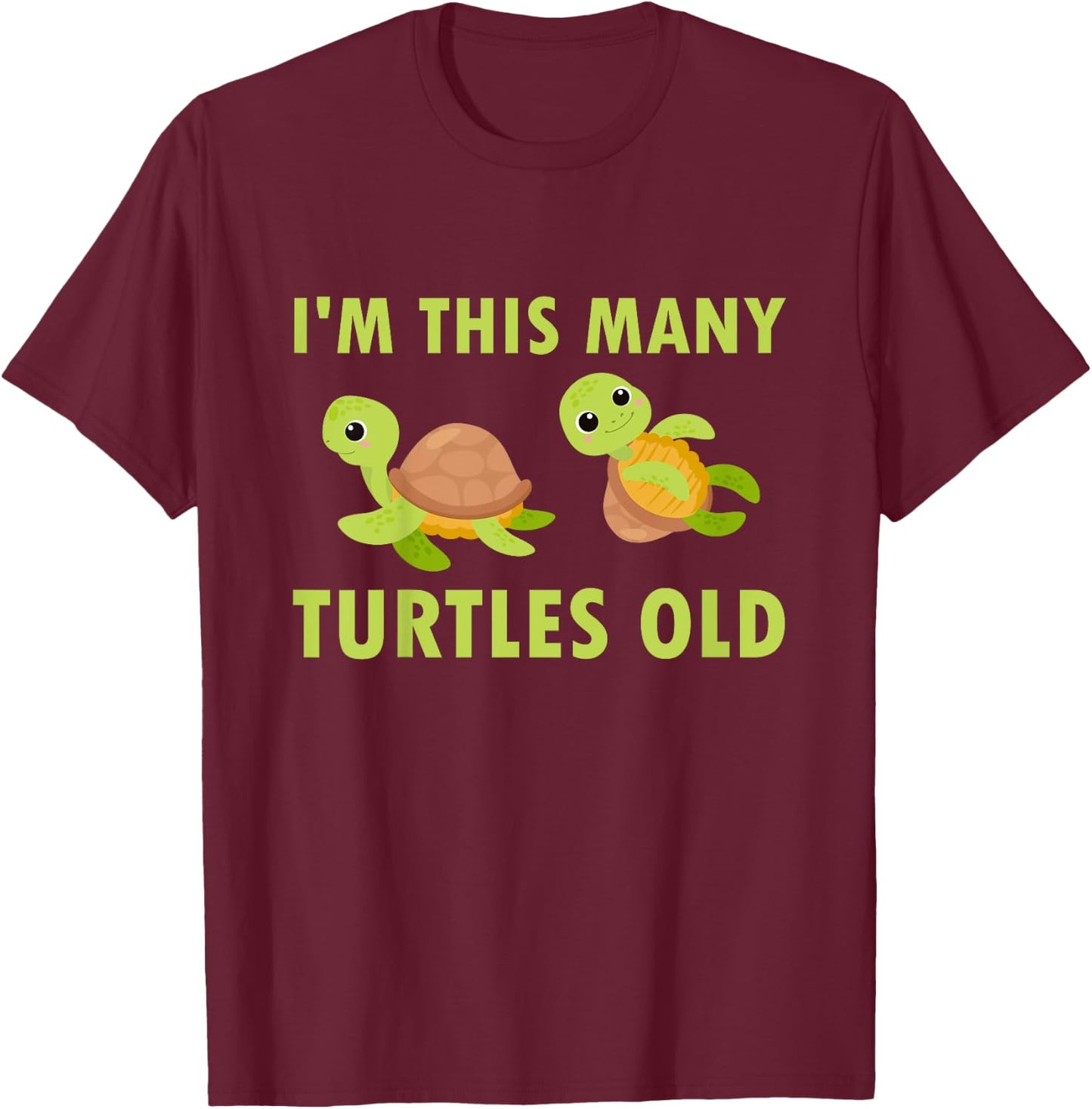 2 Years Old Boy Girl Turtles Old 2nd Birthday Kids T-Shirt - T-Shirt | Maroon