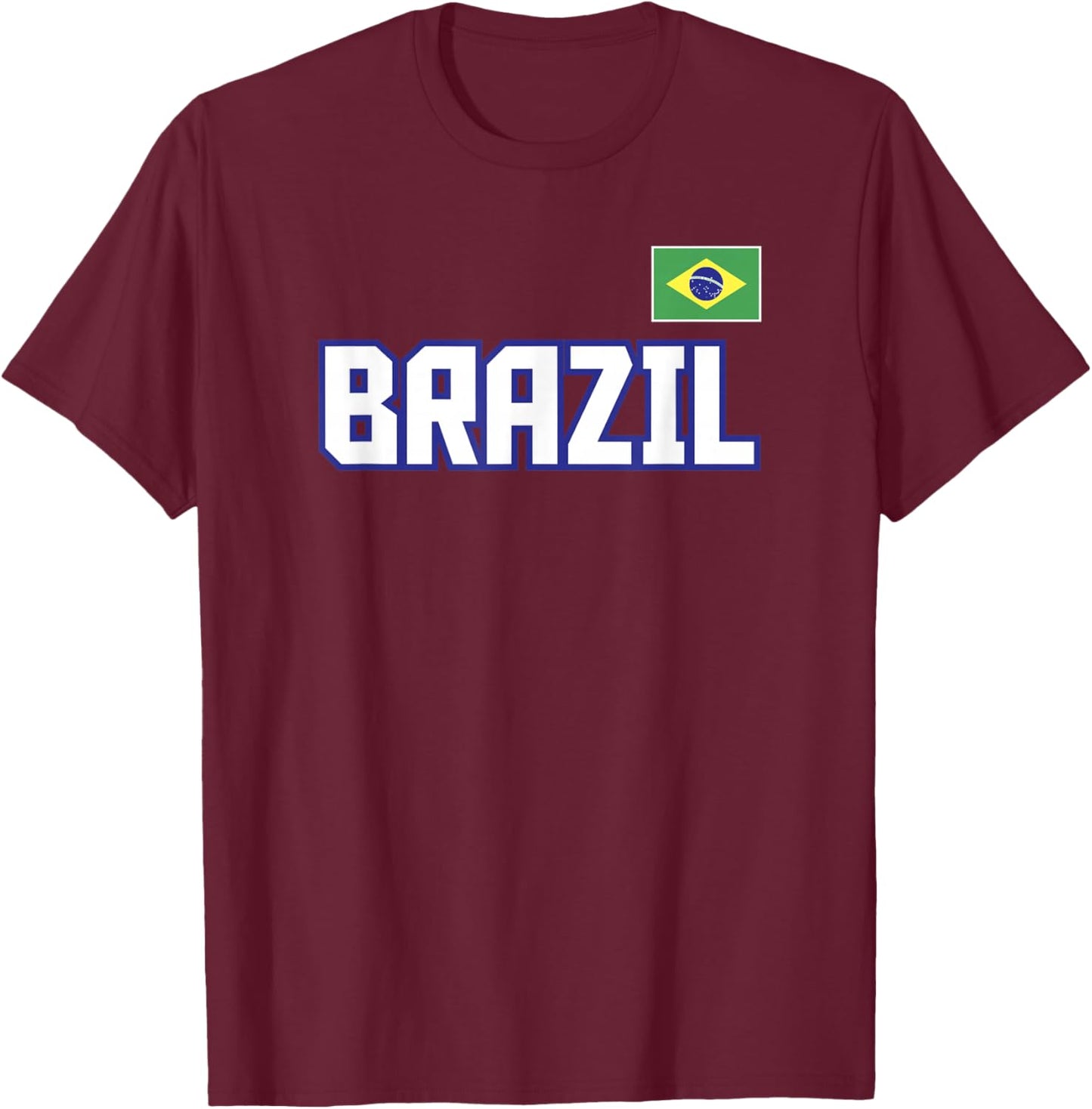 Brazil Flag Brasil Brazilian Pride Athletic Style Country T-Shirt - T-Shirt | Maroon