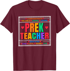 Prek Teacher and Pre Kindergarten Teacher Men Women T-Shirt - T-Shirt | Maroon