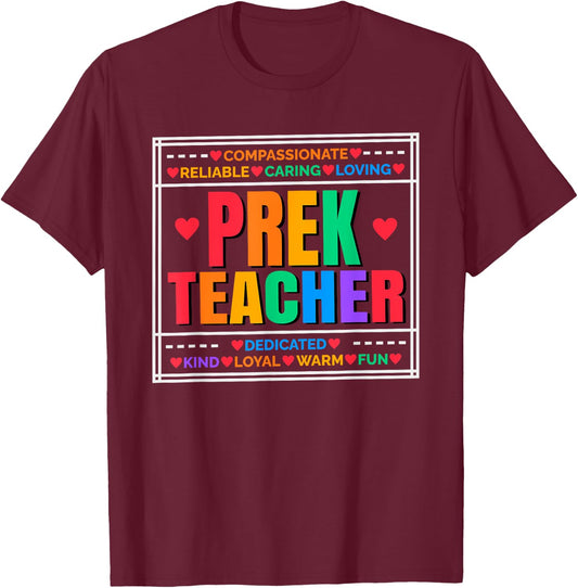 Prek Teacher and Pre Kindergarten Teacher Men Women T-Shirt - T-Shirt | Maroon