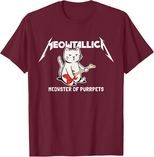 Meowtallica Meowster Of Purrpets - Funny Cat Women Girls Kids T-Shirt - T-Shirt | Maroon