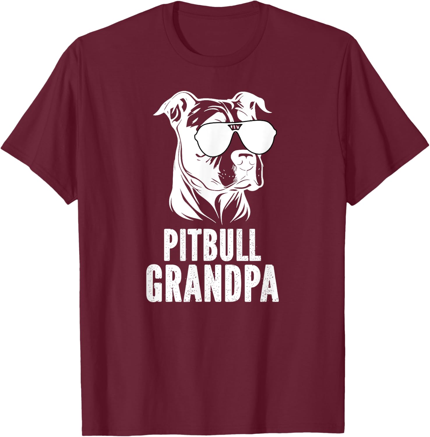 Pitbull Grandpa Of A Pitbull Grandfather Pittie Grandpa T-Shirt - T-Shirt | Maroon