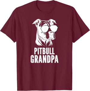 Pitbull Grandpa Of A Pitbull Grandfather Pittie Grandpa T-Shirt - T-Shirt | Maroon
