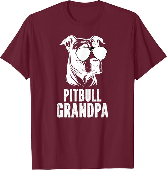 Pitbull Grandpa Of A Pitbull Grandfather Pittie Grandpa T-Shirt - T-Shirt | Maroon