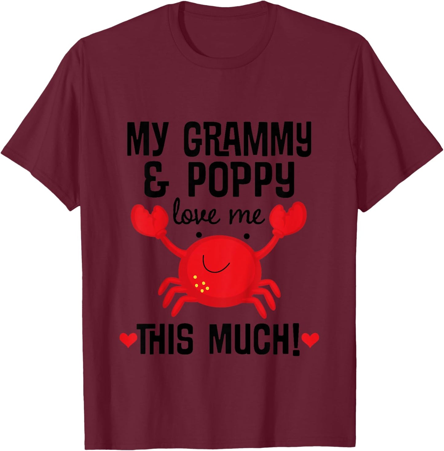 Kids Grammy and Poppy Love Me Grandchild Crab T-Shirt - T-Shirt | Maroon