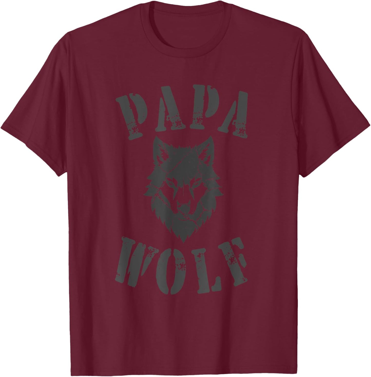 Vintage Design Papa Wolf T-Shirt - T-Shirt | Maroon
