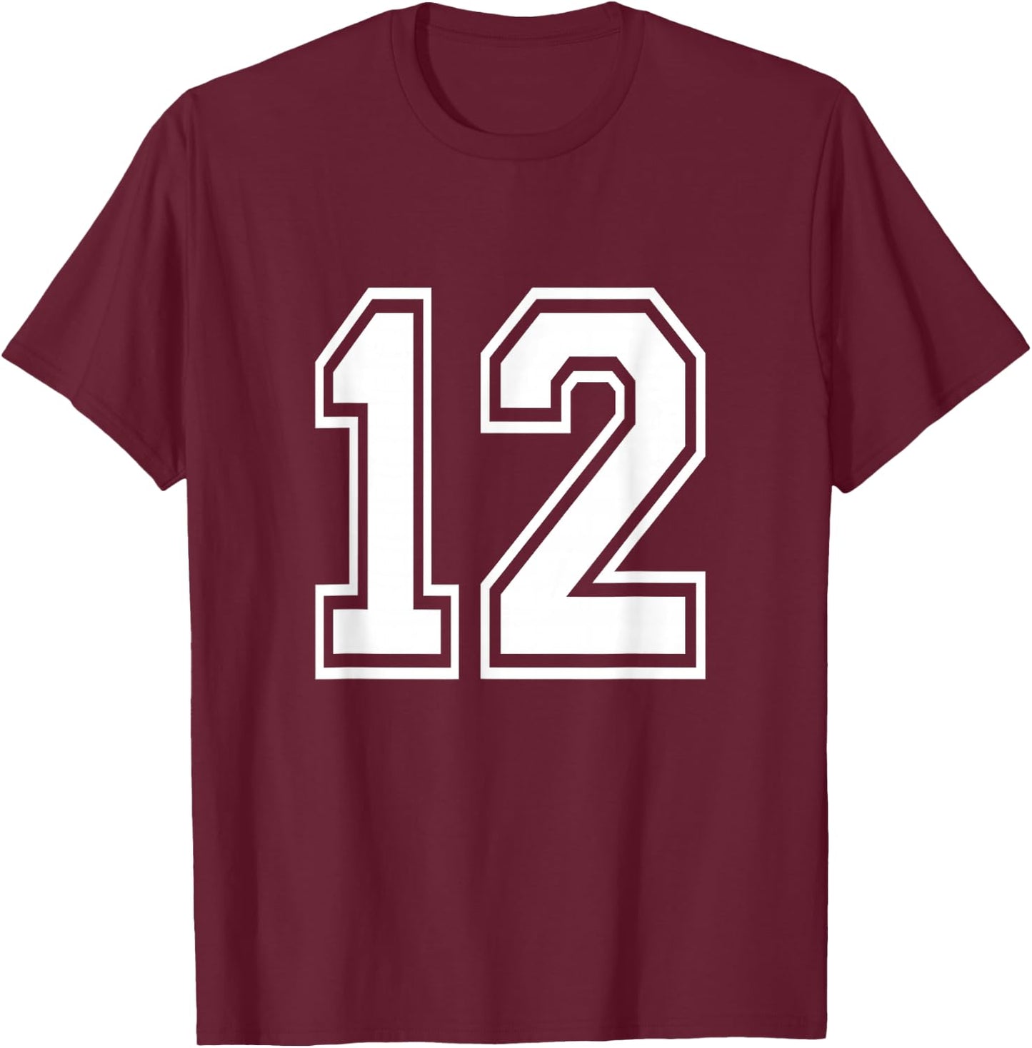 Number 12 Varsity Sports Team Jersey 12th Birthday 12 Years T-Shirt - T-Shirt | Maroon