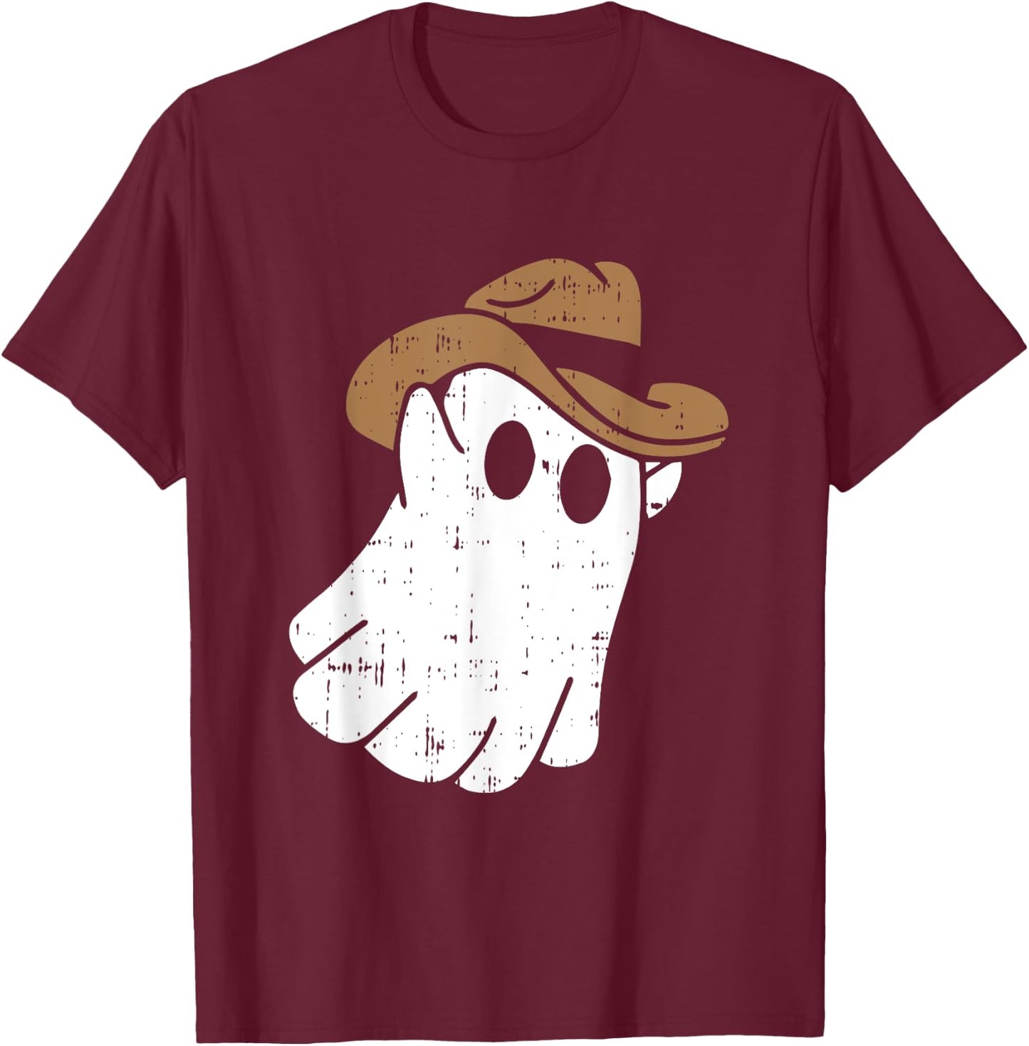 Cowboy Ghost Halloween Costume Funny Spooky Boo Spirit T-Shirt - T-Shirt | Maroon