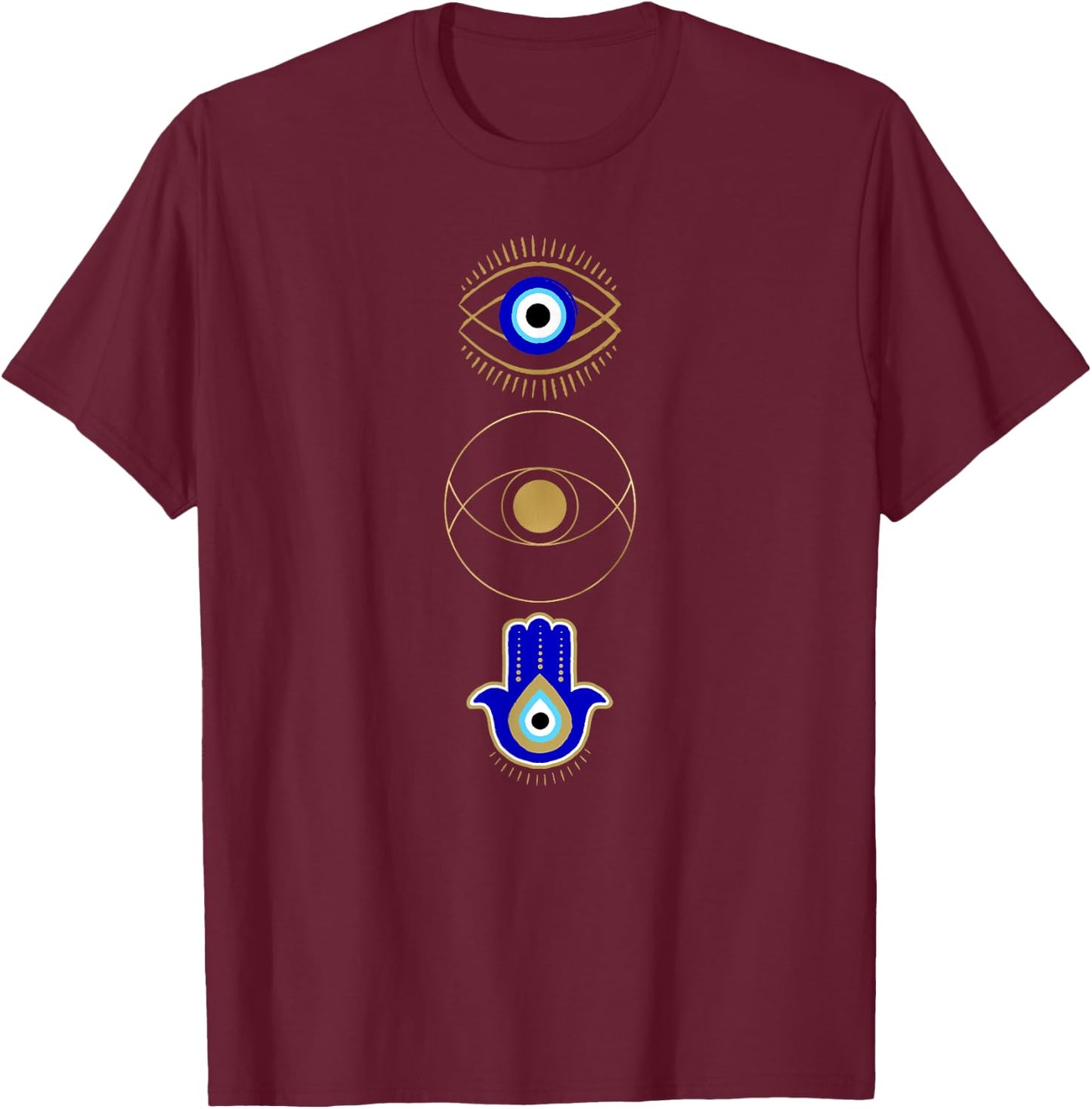 Evil Eye Print Protect Your Energy Mystical Gifts T-Shirt - T-Shirt | Maroon
