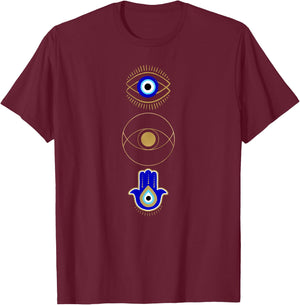 Evil Eye Print Protect Your Energy Mystical Gifts T-Shirt - T-Shirt | Maroon