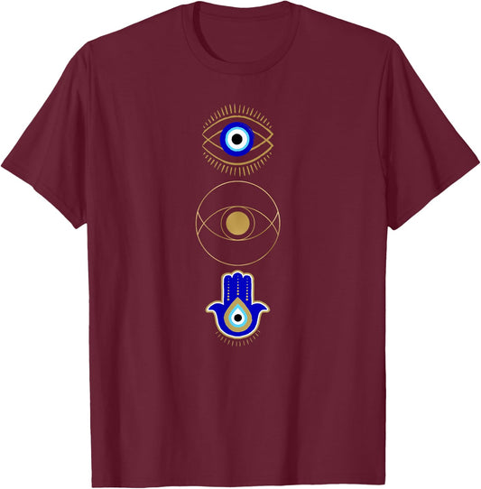 Evil Eye Print Protect Your Energy Mystical Gifts T-Shirt - T-Shirt | Maroon