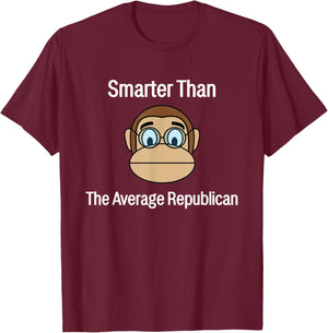 Smarter Than The Average Republican Monkey With Glasses T-Shirt - T-Shirt | Maroon