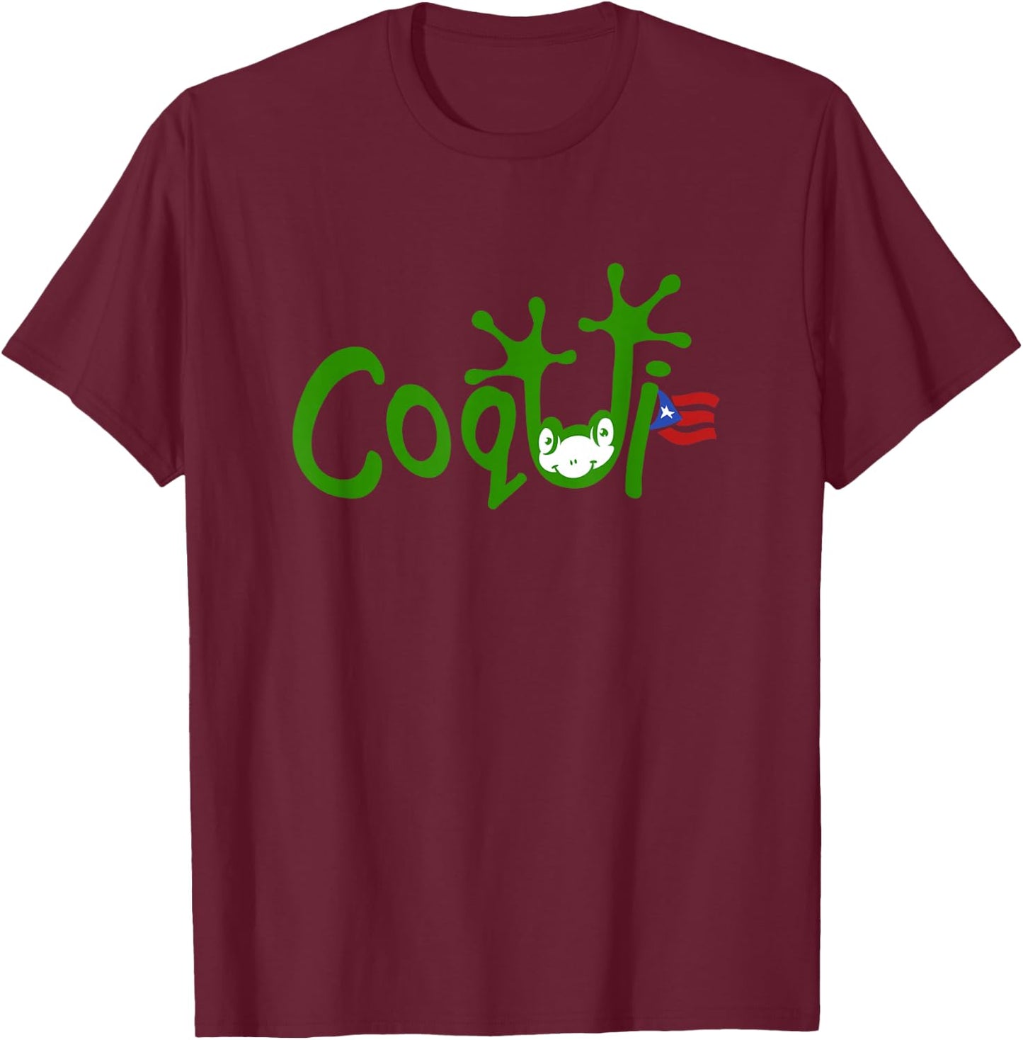 Coqui Frog Puerto Rican Flag Puerto Rico Vacation Souvenir T-Shirt - T-Shirt | Maroon