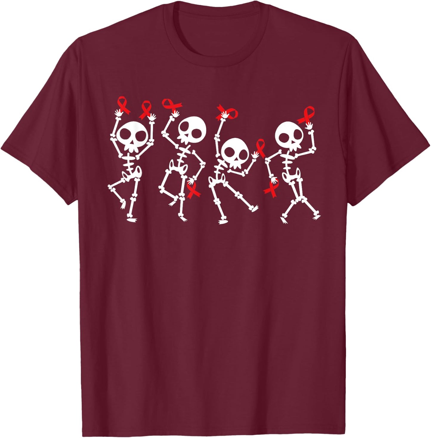 Red Ribbon week Awareness Skeleton Halloween Women Men Kids T-Shirt - T-Shirt | Maroon