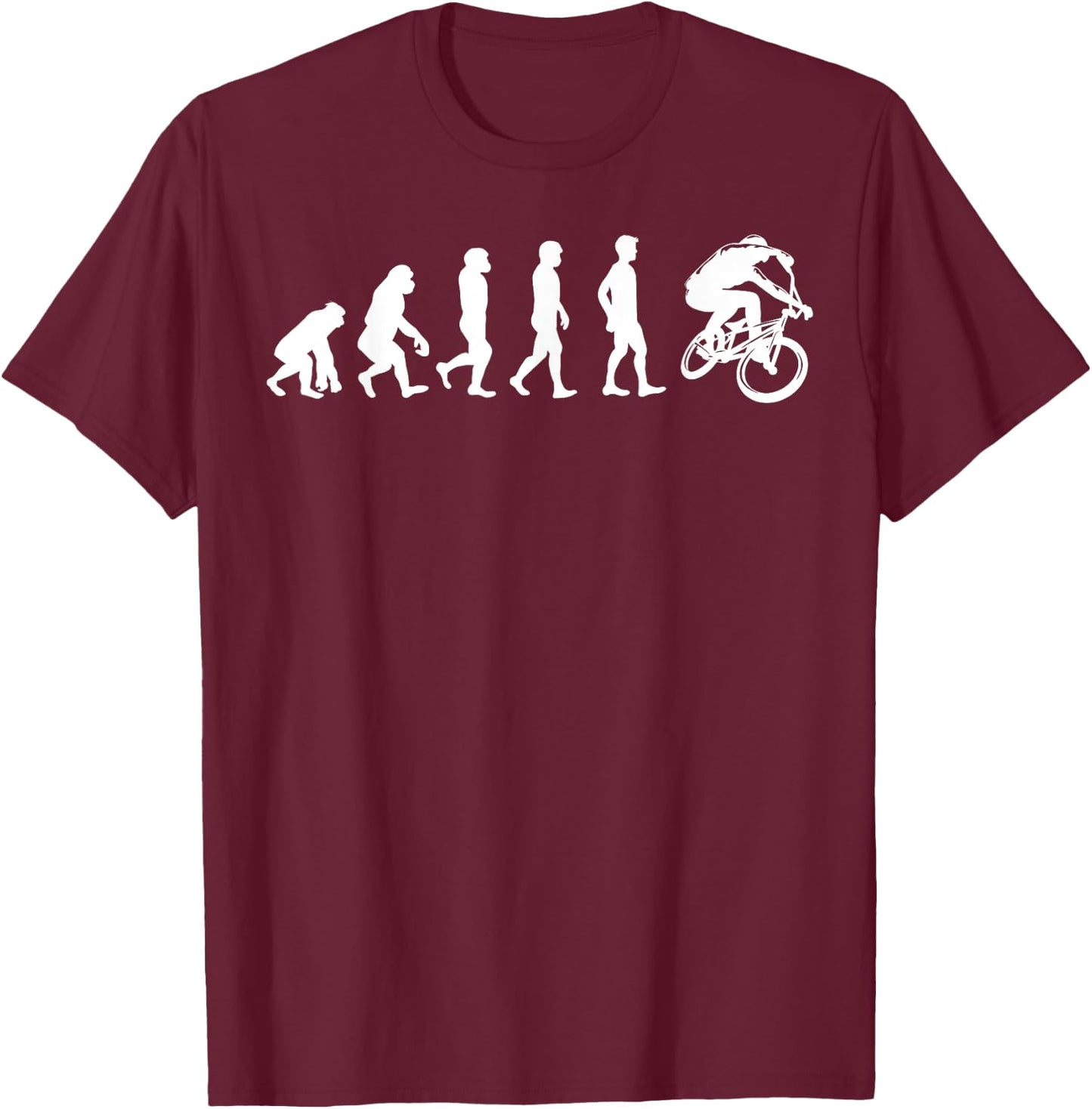 Evolution of Humanity to BMX Bike T-Shirt - T-Shirt | Maroon