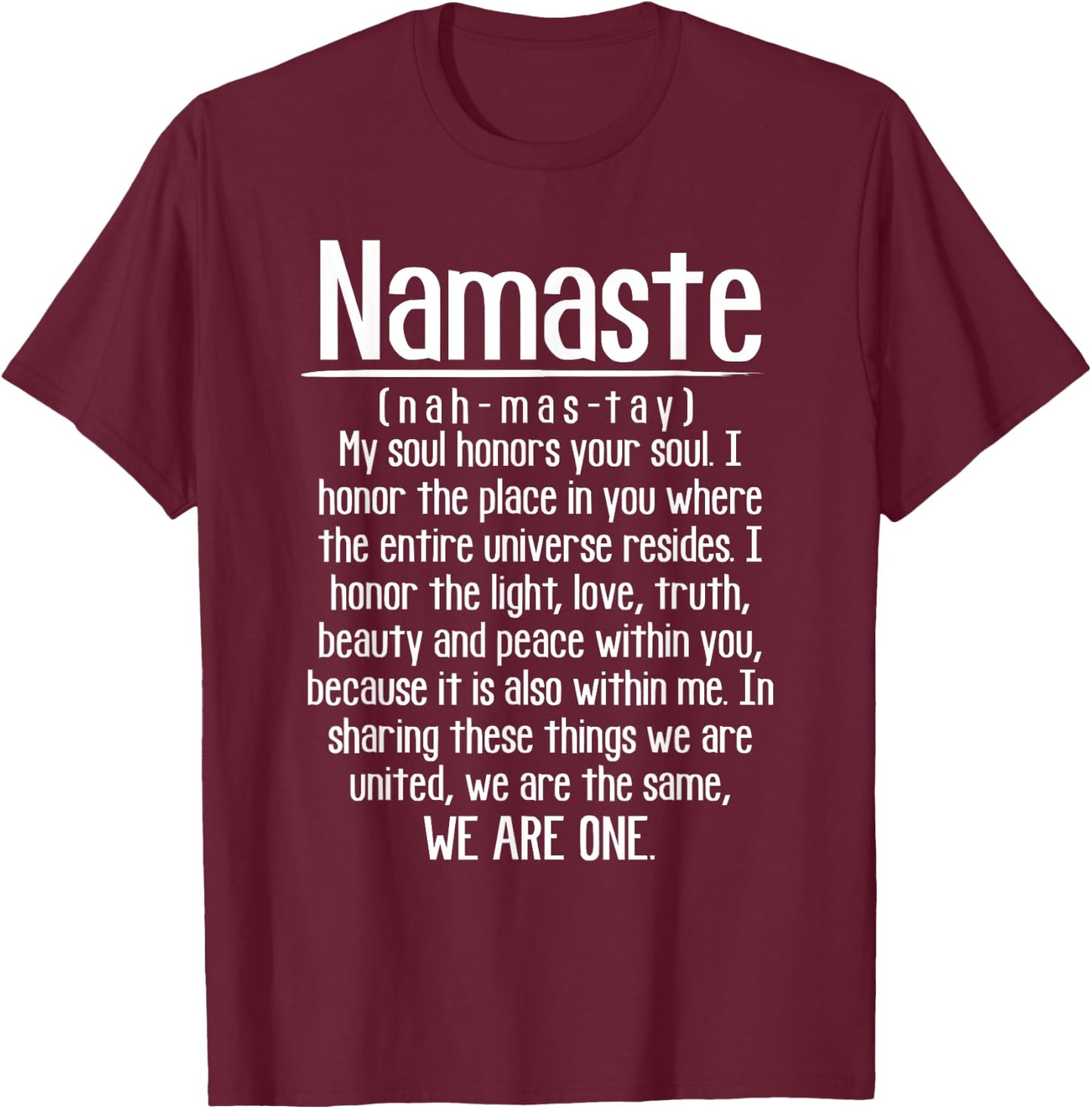 Definition Of Namaste Meditation Yoga Hindu Buddhist T-Shirt - T-Shirt | Maroon