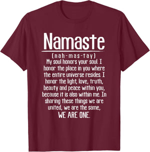 Definition Of Namaste Meditation Yoga Hindu Buddhist T-Shirt - T-Shirt | Maroon