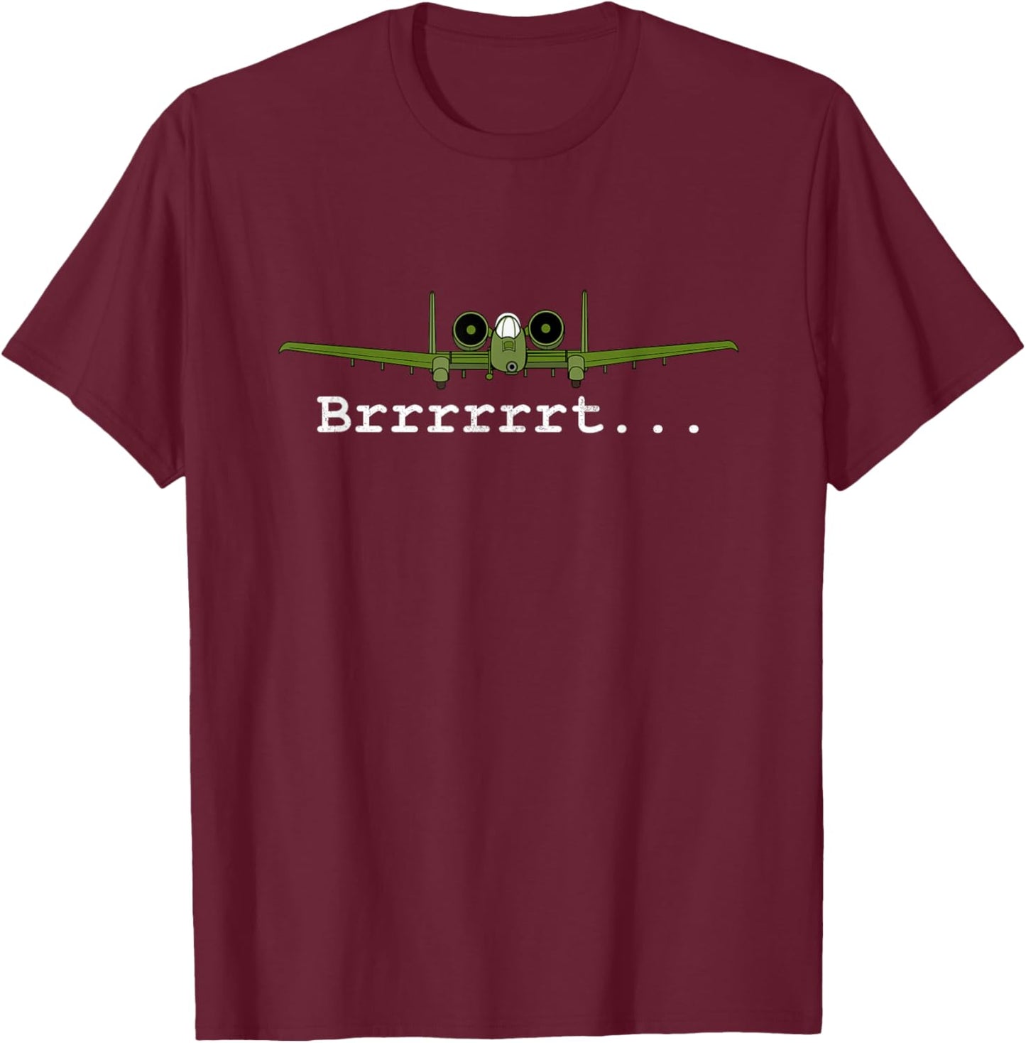 Dinosaurus Rekx A-10 Thunderbolt II Warthog Retro Graphic - Black, -Adults, Small T-Shirt - T-Shirt | Maroon
