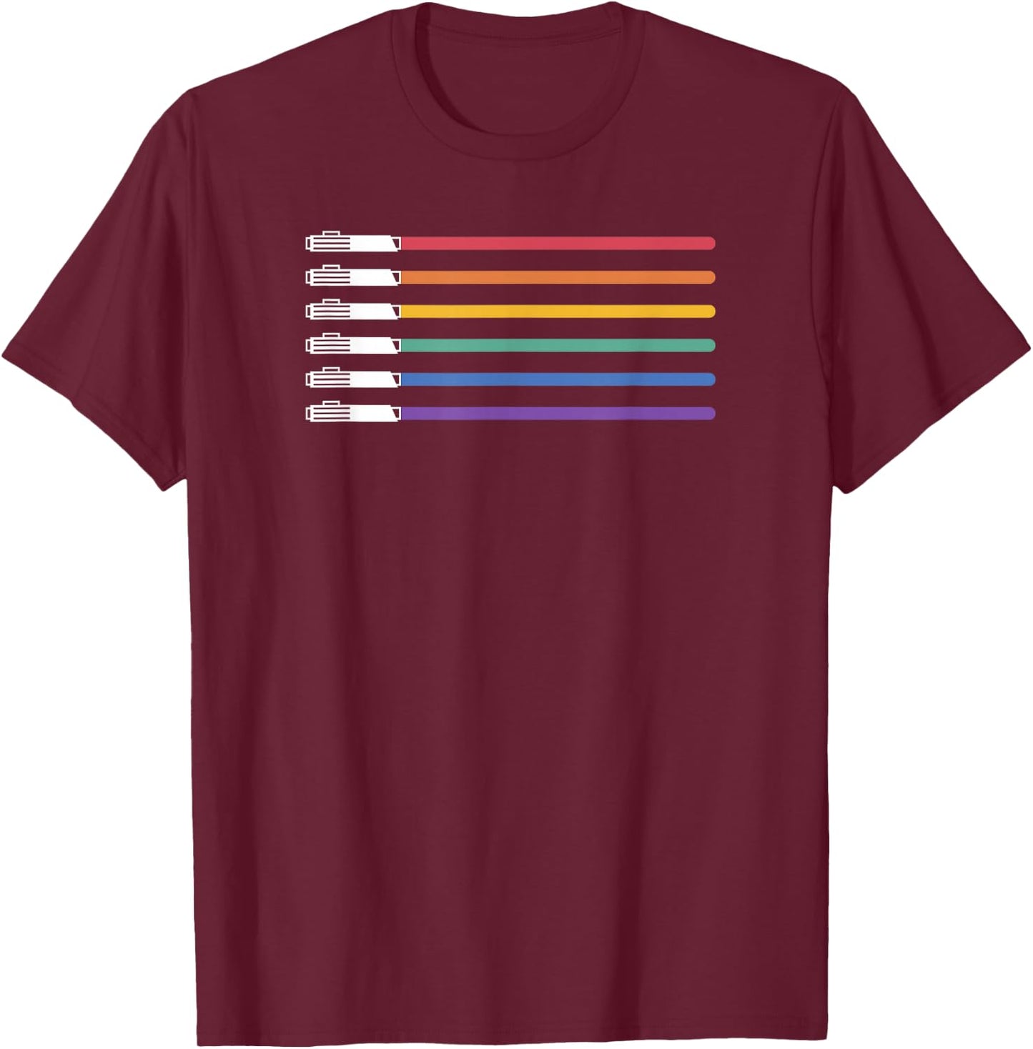 Star Wars Lightsabers Rainbow Flag Logo T-Shirt - T-Shirt | Maroon