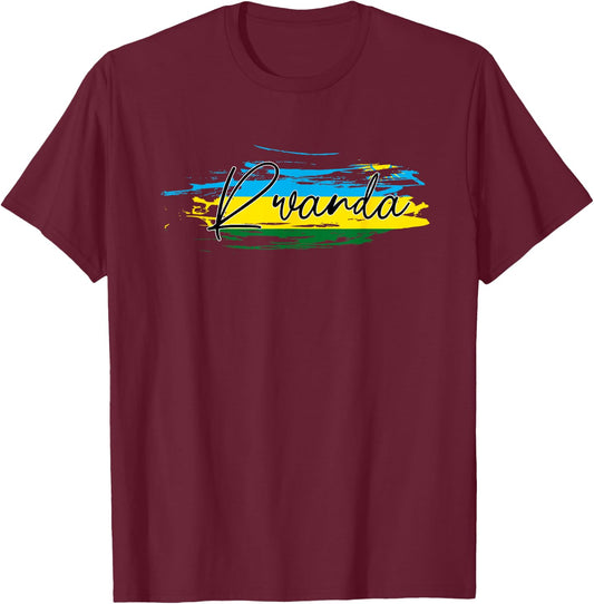 Rwanda Flag T-Shirt - T-Shirt | Maroon