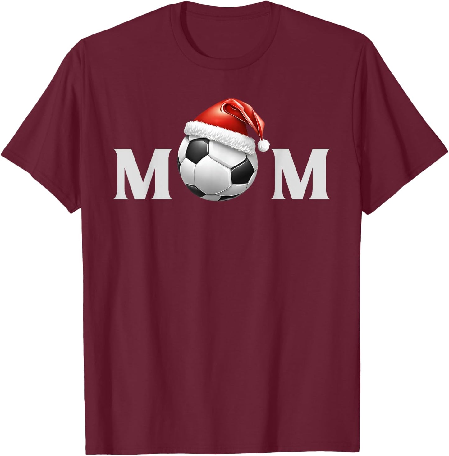 Soccer Ball Christmas Mom Fan Parent Coach Player Graphic T-Shirt - T-Shirt | Maroon