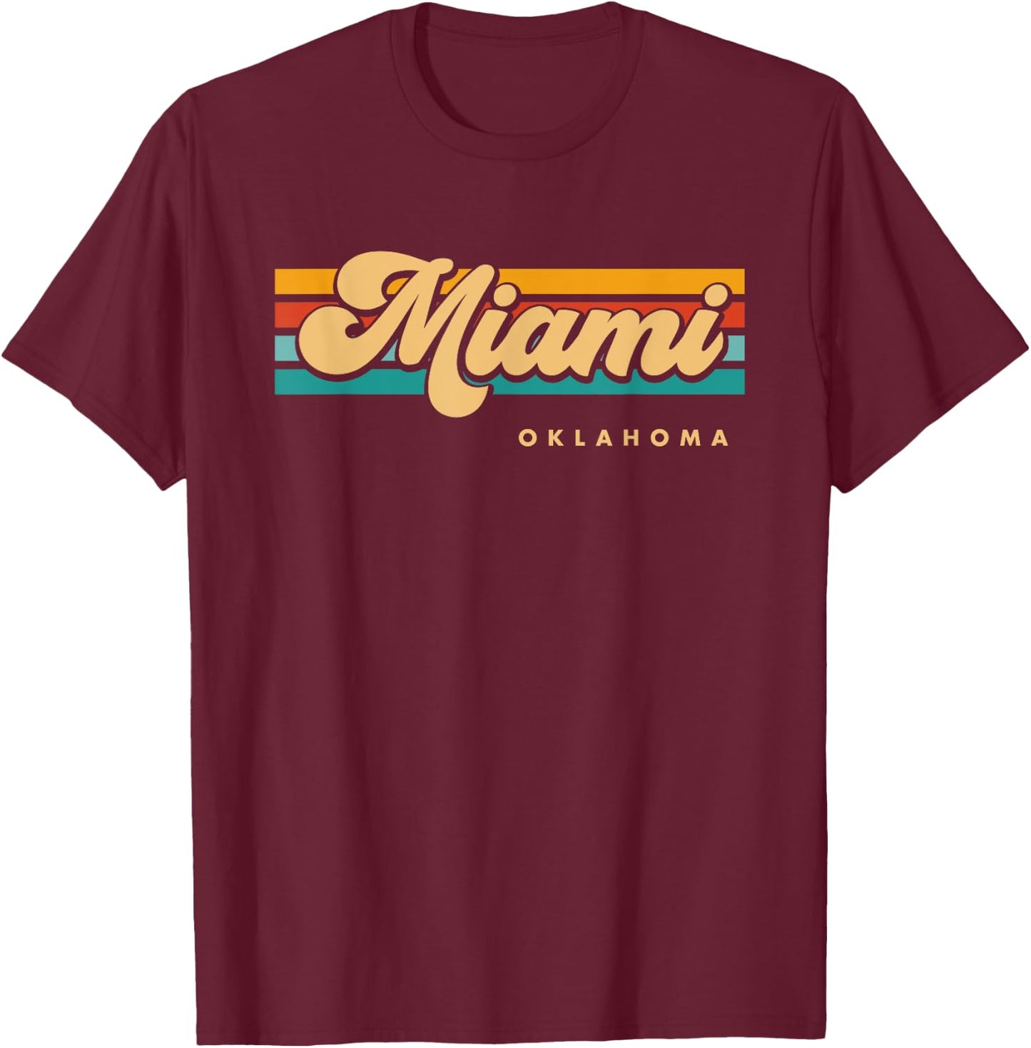 Vintage Sunset Stripes Miami, Oklahoma T-Shirt - T-Shirt | Maroon