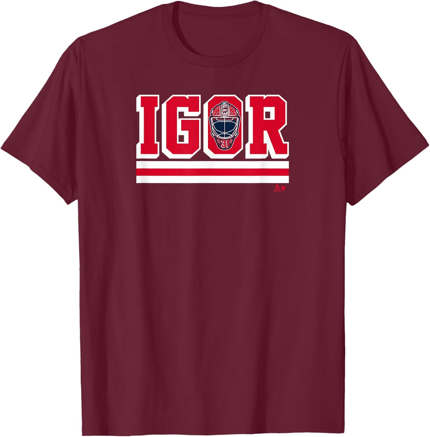 Igor Shesterkin Mask - New York Hockey T-Shirt - T-Shirt | Maroon