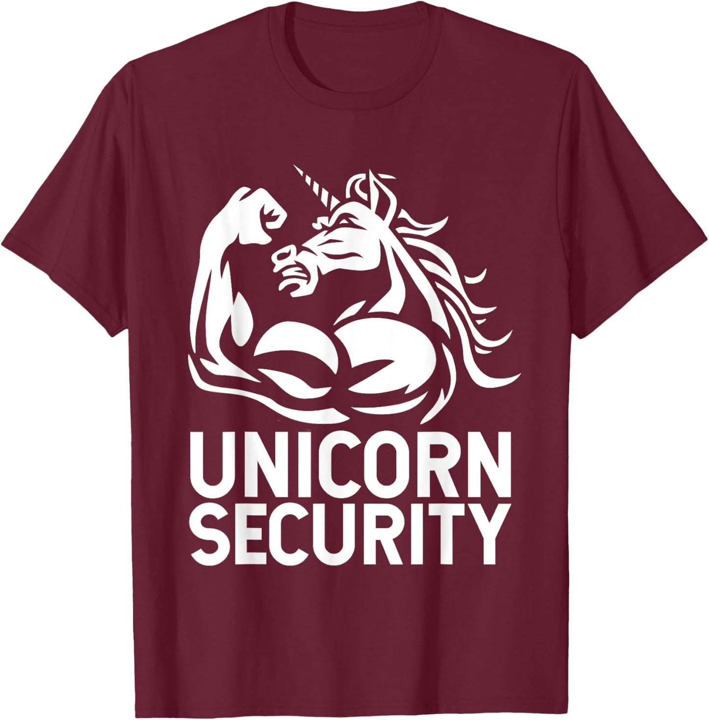 Unicorn Security Halloween Dad Mom Daughter Adult Costume T-Shirt - T-Shirt | Maroon