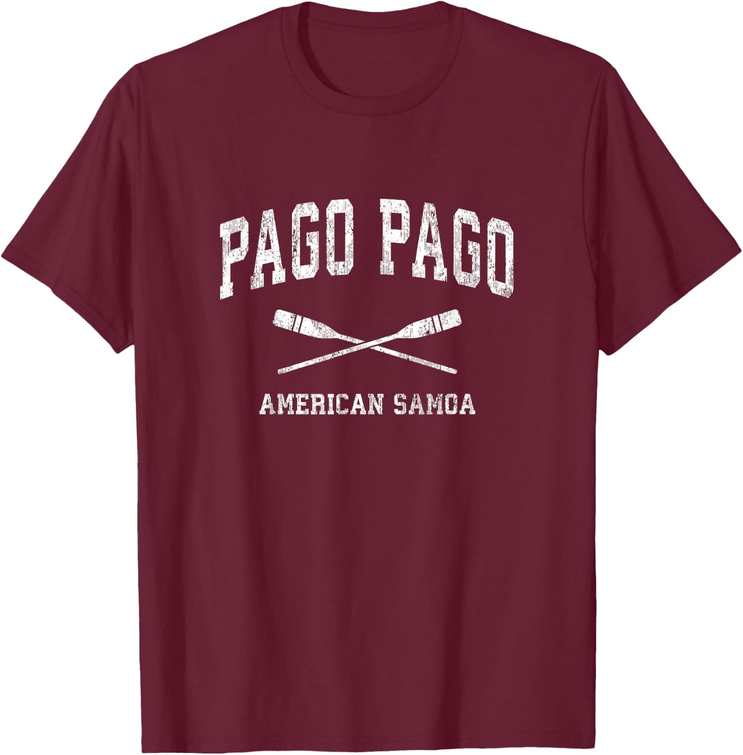 Pago Pago American Samoa Vintage Nautical Paddles Sports Oar T-Shirt - T-Shirt | Maroon