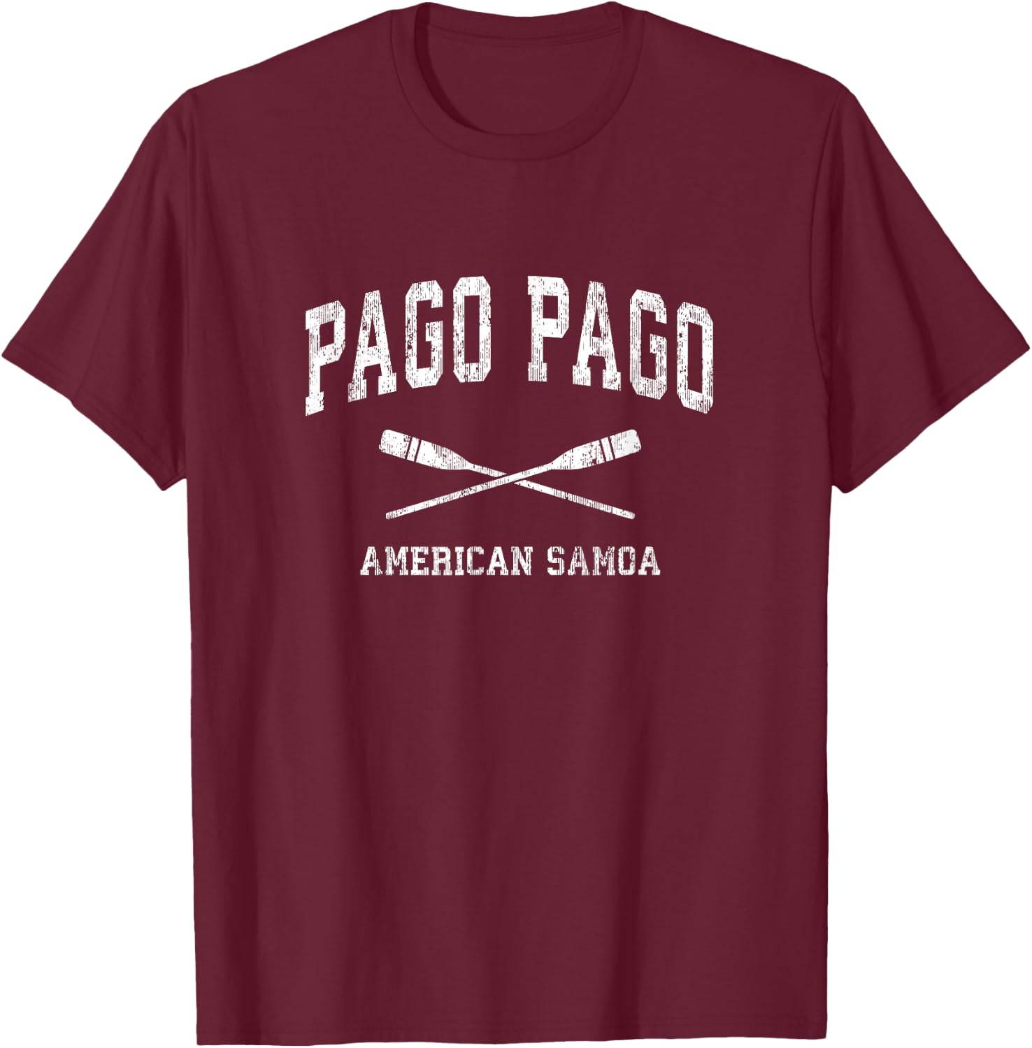 Pago Pago American Samoa Vintage Nautical Paddles Sports Oar T-Shirt - T-Shirt | Maroon