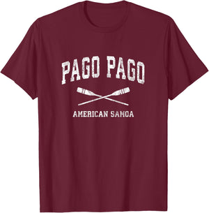 Pago Pago American Samoa Vintage Nautical Paddles Sports Oar T-Shirt - T-Shirt | Maroon