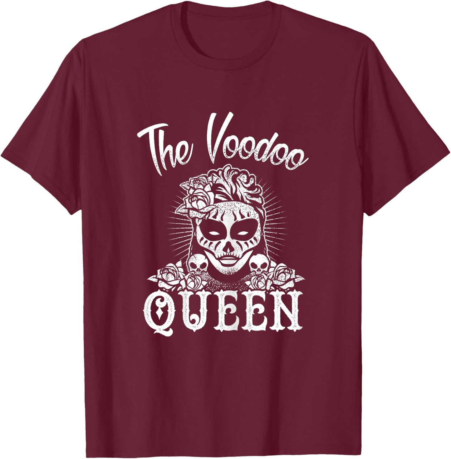 The Voodoo Queen Funny Halloween Skull Costume Mom Aunt Gift T-Shirt - T-Shirt | Maroon