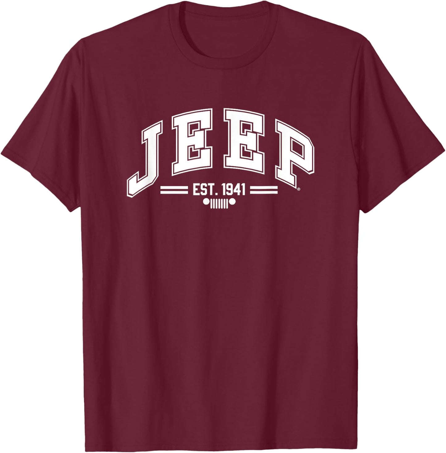 Jeep Collegiate (White Print) T-Shirt - T-Shirt | Maroon
