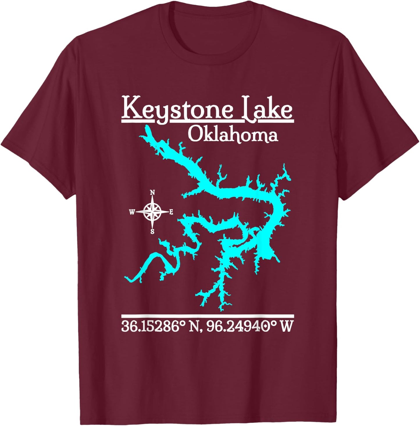 Keystone Lake, Oklahoma T-Shirt - T-Shirt | Maroon