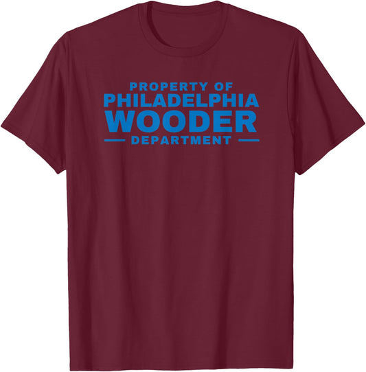 Funny Philadelphia Wooder Department Philly City Hall Parody T-Shirt - T-Shirt | Maroon