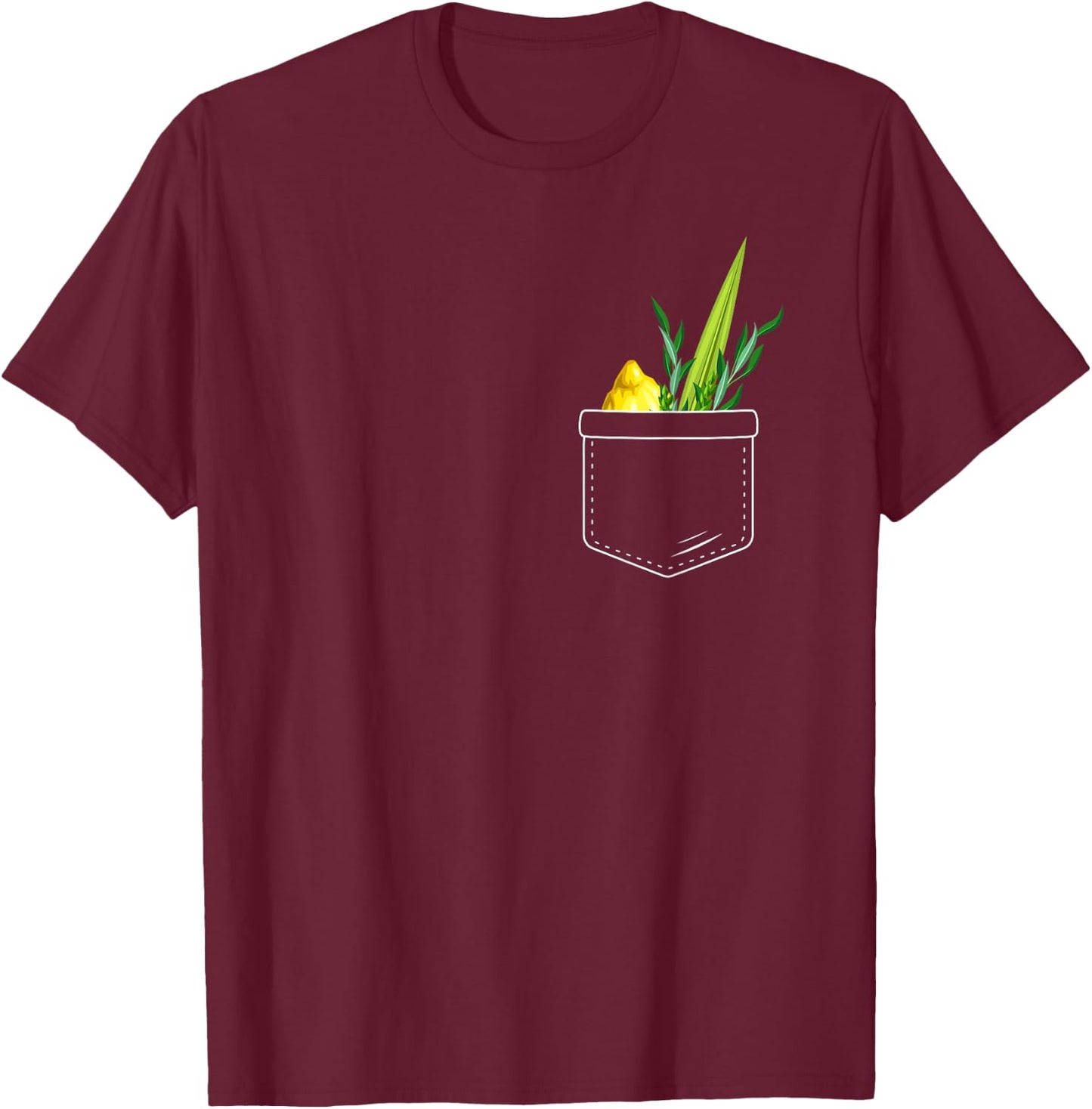 Four Species Feast Of Tabernacles Holiday Sukkot 2024 Pocket T-Shirt - T-Shirt | Maroon