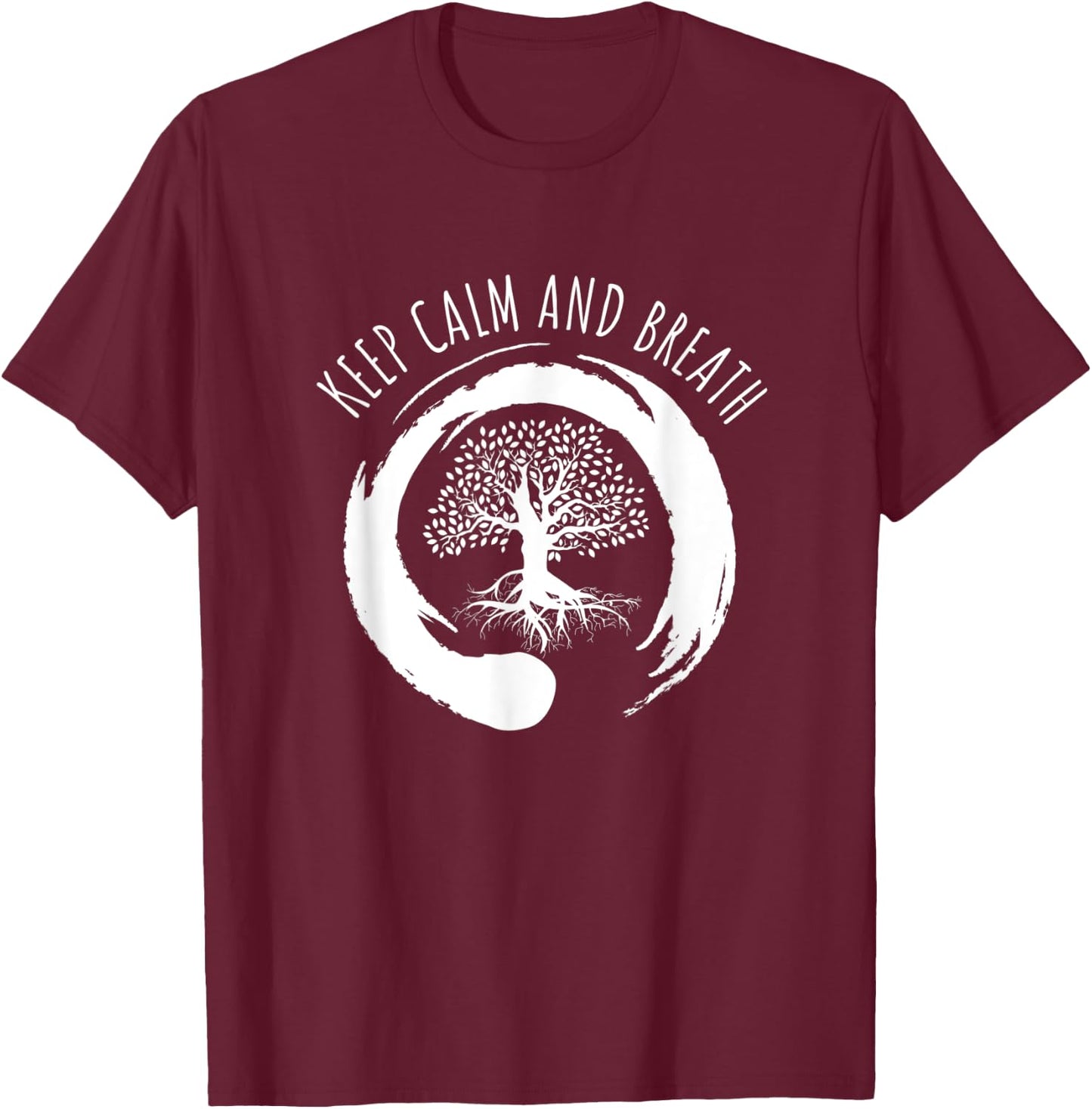 Keep Calm and Breath Meditation T-Shirt - T-Shirt | Maroon