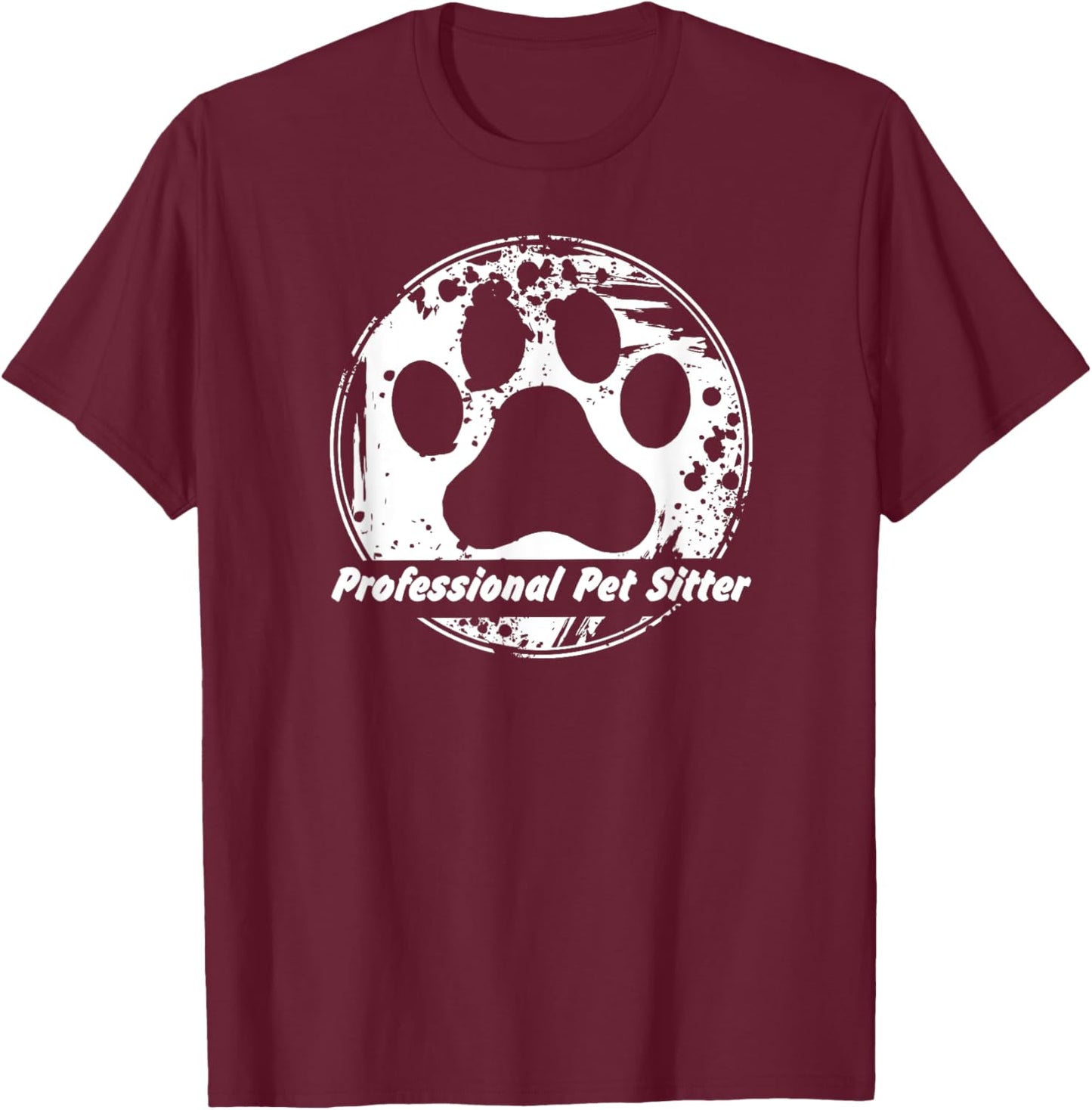 Professional Pet Sitter Grunge Paw T-Shirt - T-Shirt | Maroon
