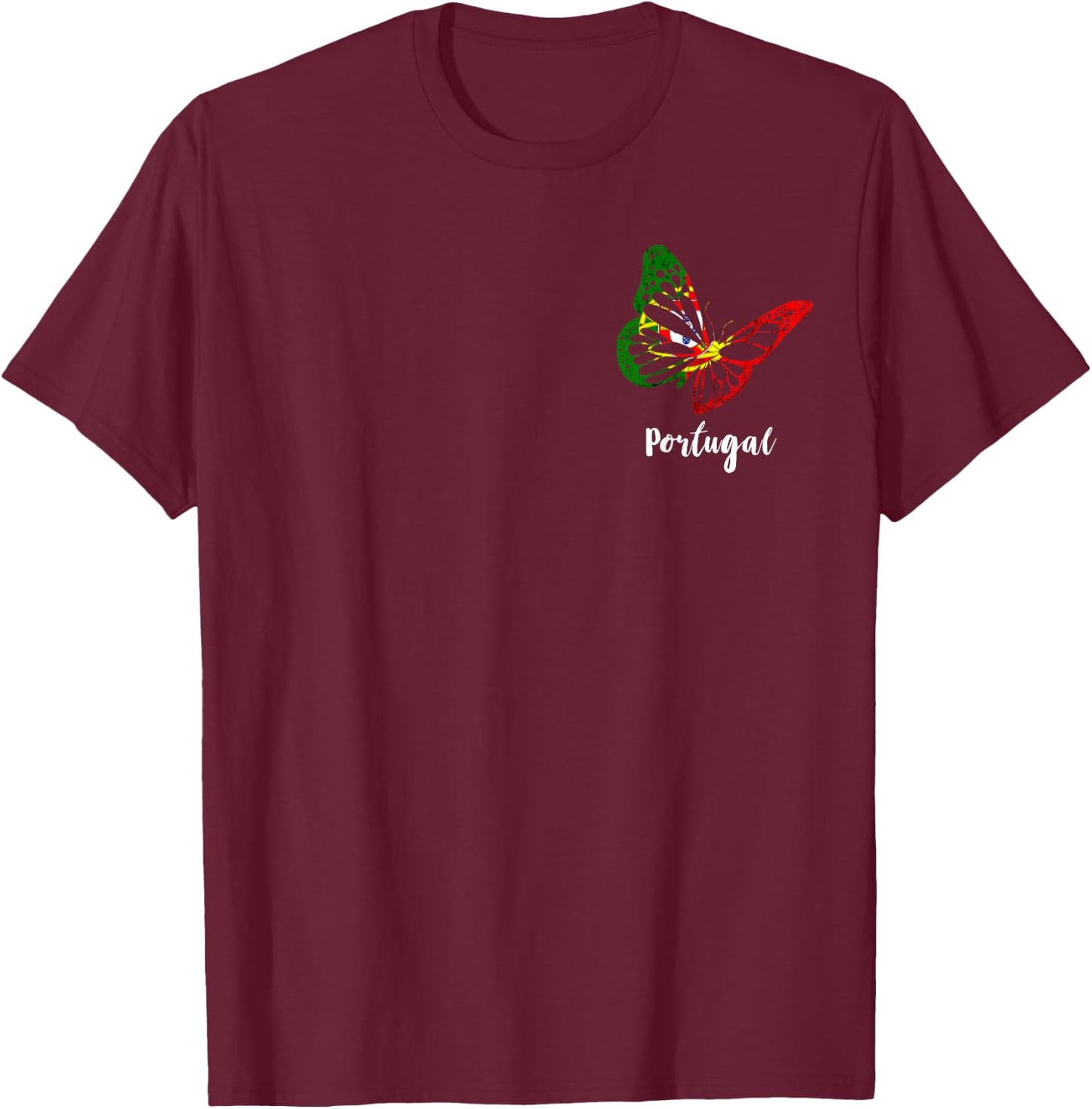 Portuguese Roots Butterfly Portuguese Pride Portuguese Flag T-Shirt - T-Shirt | Maroon