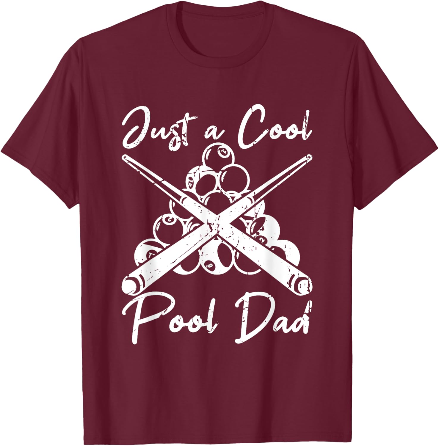 Pool Dad Billiards Papa Fathers Day T-Shirt - T-Shirt | Maroon