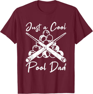 Pool Dad Billiards Papa Fathers Day T-Shirt - T-Shirt | Maroon