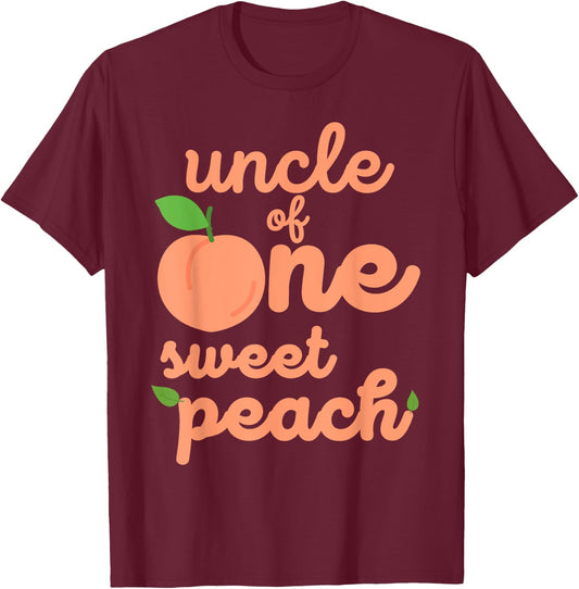 Uncle First Birthday One Sweet Peach Bday Family Matching T-Shirt - T-Shirt | Maroon