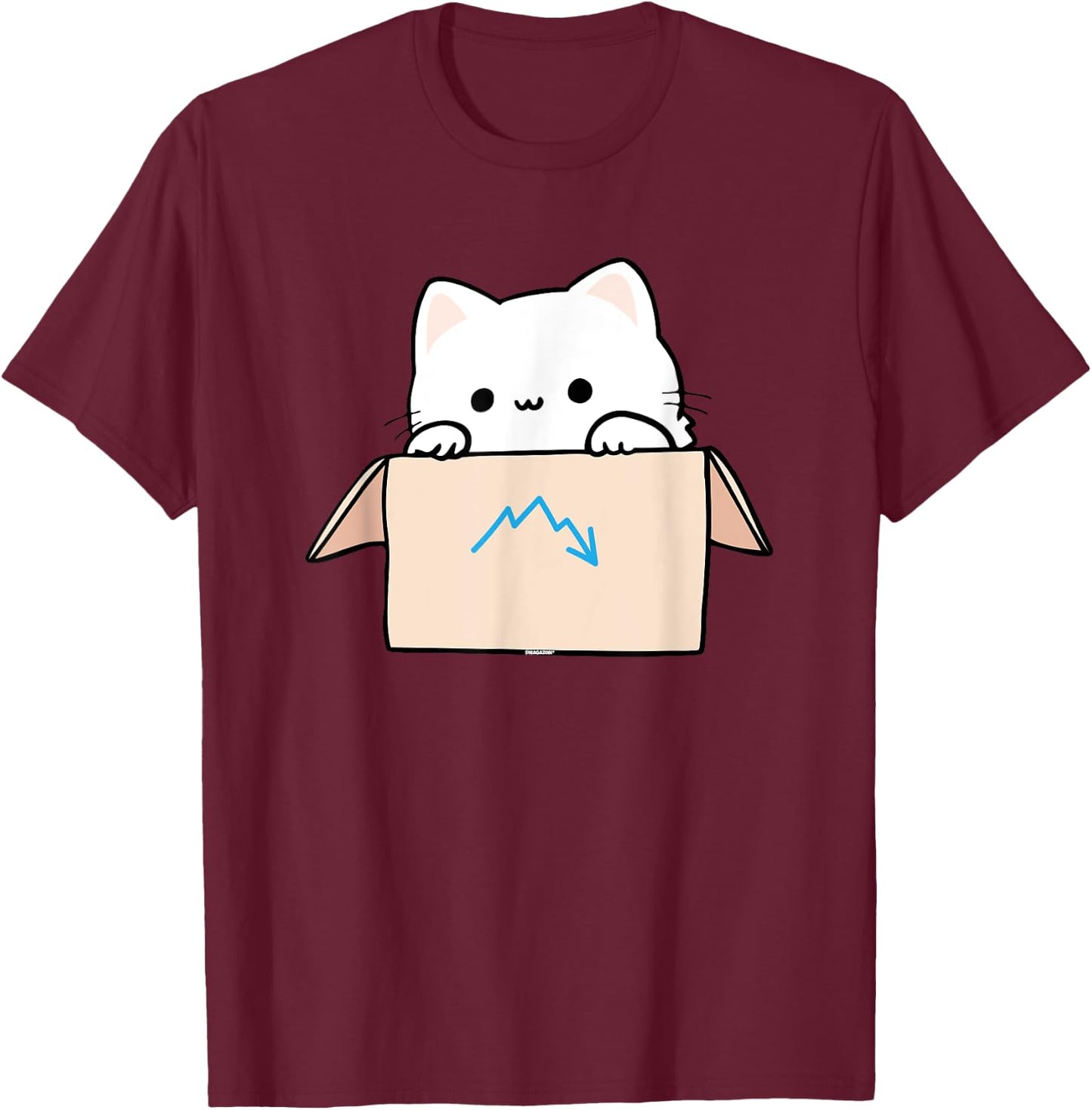 Coworker Pet Swagazon Associate Cute Cat in Cardboard Box Men Women T-Shirt - T-Shirt | Maroon