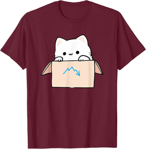 Coworker Pet Swagazon Associate Cute Cat in Cardboard Box Men Women T-Shirt - T-Shirt | Maroon