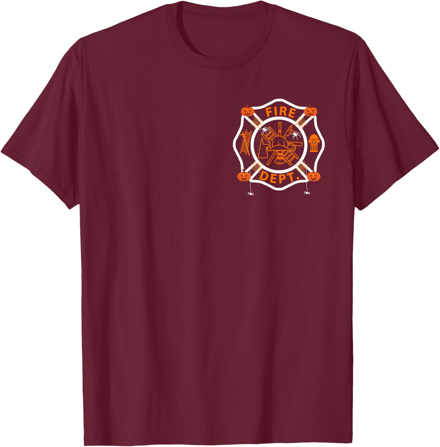 Halloween Firefighter Fireman Fire Dept department Logo Men T-Shirt - T-Shirt | Maroon