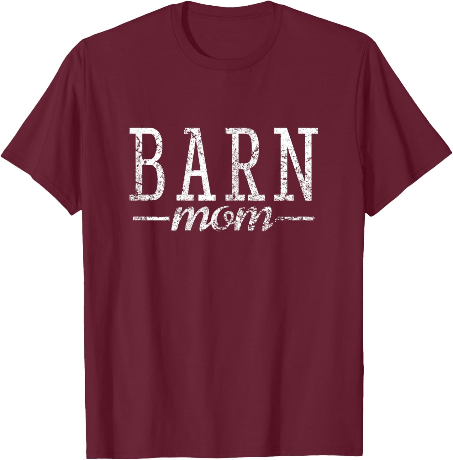 Barn Mom Horse Horses Retro T-Shirt - T-Shirt | Maroon