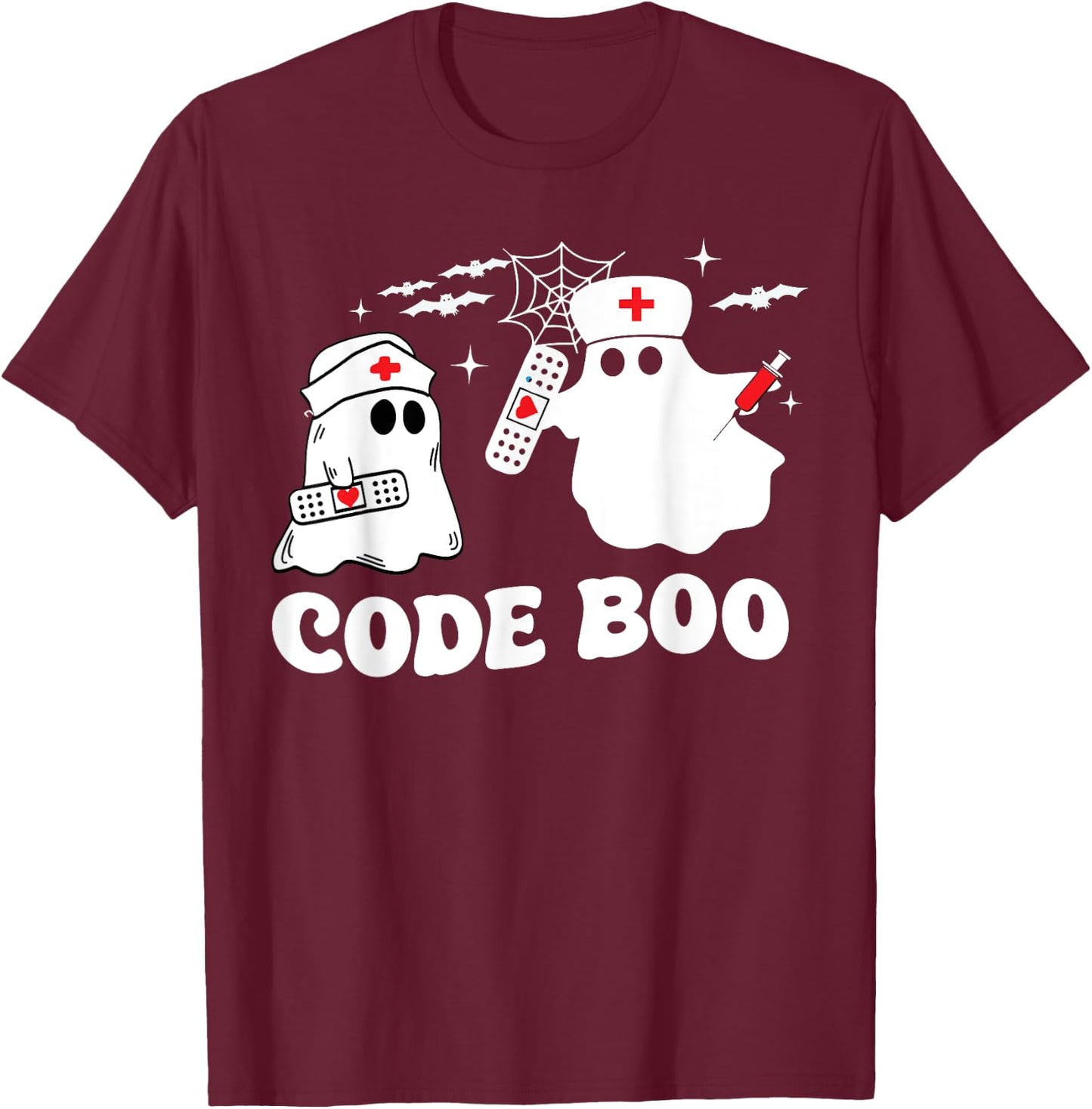 Code Boo Spooky Respiratory Therapist Halloween T-Shirt - T-Shirt | Maroon